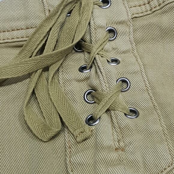 NWT Urban Outfitters Others Follow Khaki Lace Up Mini Skirt S - Picture 6 of 7